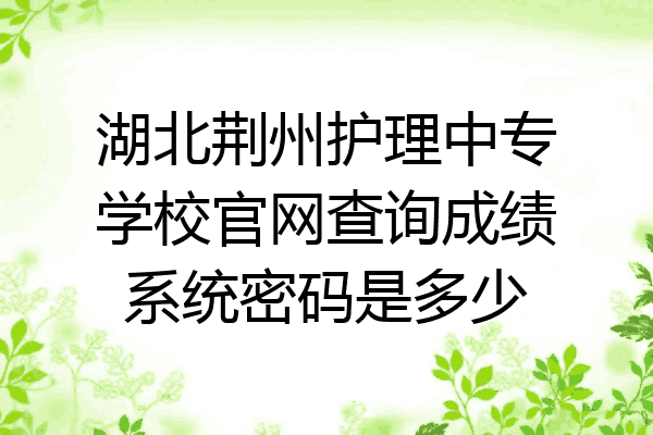 湖北荆州护理中专学校官网查询成绩系统密码是多少