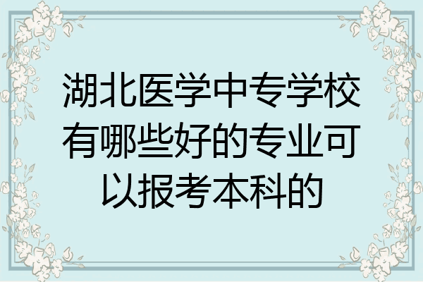 湖北医学中专学校有哪些好的专业可以报考本科的