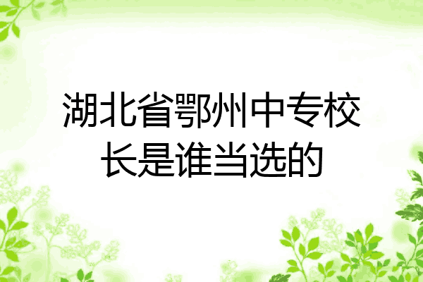 湖北省鄂州中专校长是谁当选的
