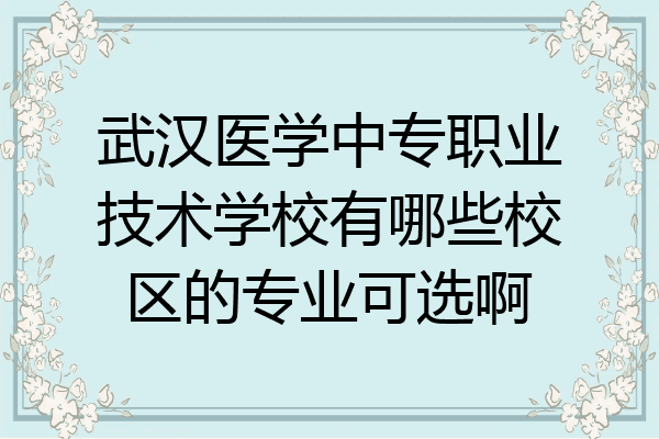 武汉医学中专职业技术学校有哪些校区的专业可选啊