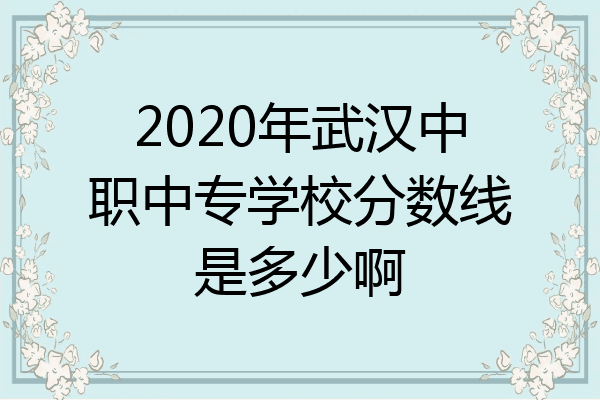 2020年武汉中职中专学校分数线是多少啊