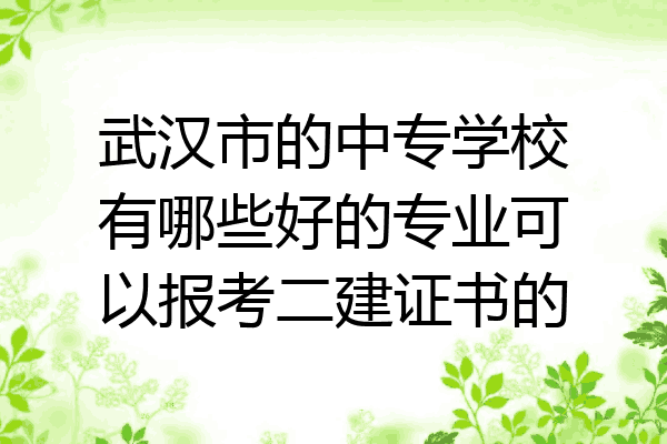 武汉市的中专学校有哪些好的专业可以报考二建证书的