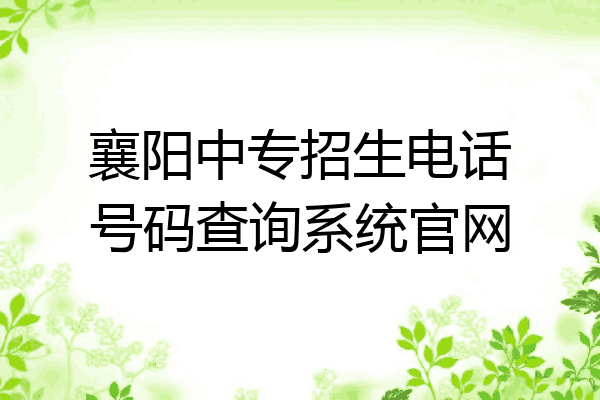 襄阳中专招生电话号码查询系统官网