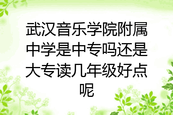 武汉音乐学院附属中学是中专吗还是大专读几年级好点呢