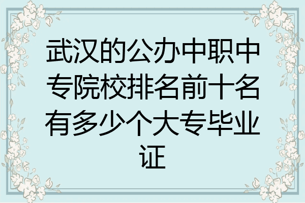 武汉的公办中职中专院校排名前十名有多少个大专毕业证