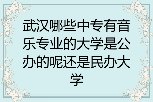 武汉哪些中专有音乐专业的大学是公办的呢还是民办大学