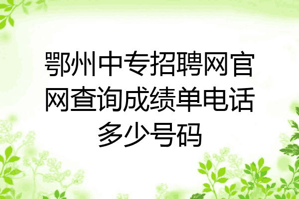 鄂州中专招聘网官网查询成绩单电话多少号码