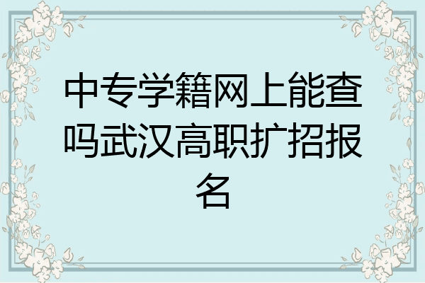 中专学籍网上能查吗武汉高职扩招报名