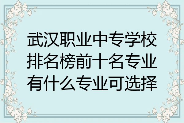 武汉职业中专学校排名榜前十名专业有什么专业可选择