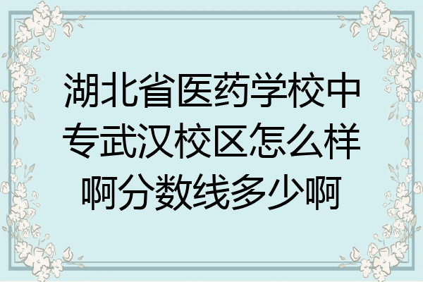 湖北省医药学校中专武汉校区怎么样啊分数线多少啊