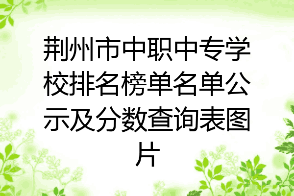 荆州市中职中专学校排名榜单名单公示及分数查询表图片