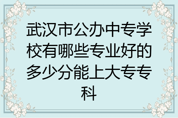 武汉市公办中专学校有哪些专业好的多少分能上大专专科