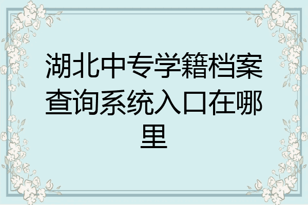 湖北中专学籍档案查询系统入口在哪里