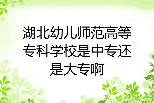 湖北幼儿师范高等专科学校是中专还是大专啊