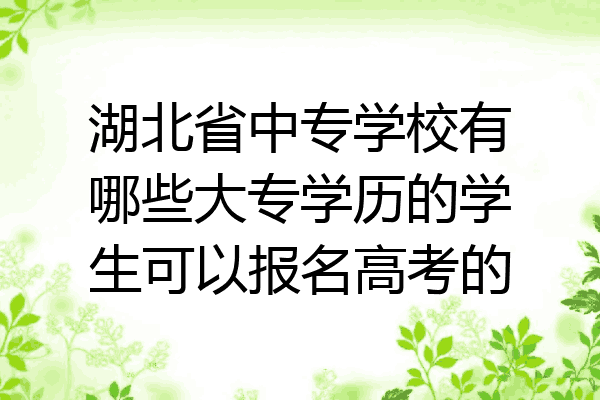 湖北省中专学校有哪些大专学历的学生可以报名高考的