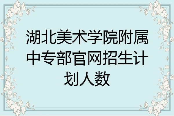 湖北美术学院附属中专部官网招生计划人数