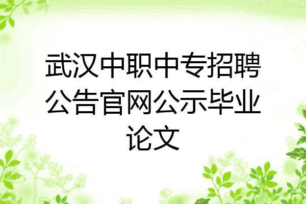 武汉中职中专招聘公告官网公示毕业论文