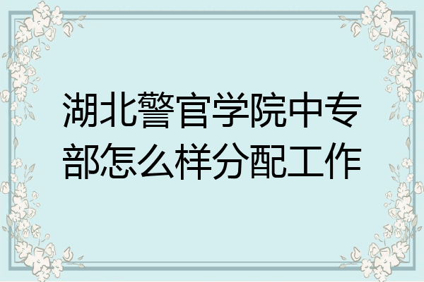 湖北警官学院中专部怎么样分配工作
