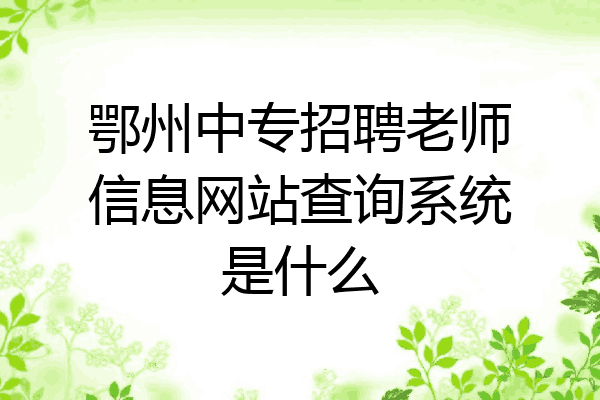 鄂州中专招聘老师信息网站查询系统是什么