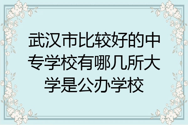 武汉市比较好的中专学校有哪几所大学是公办学校