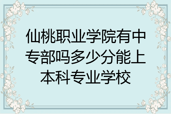 仙桃职业学院有中专部吗多少分能上本科专业学校