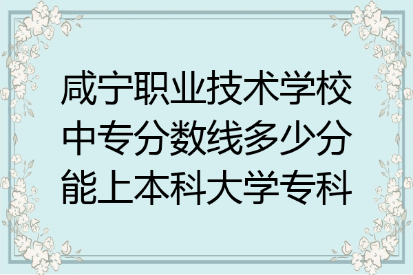 咸宁职业技术学校中专分数线多少分能上本科大学专科
