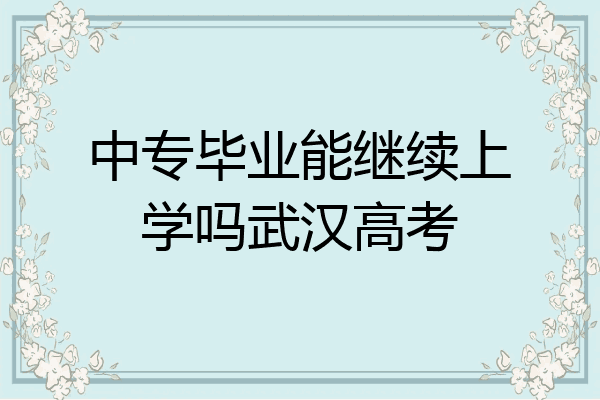 中专毕业能继续上学吗武汉高考