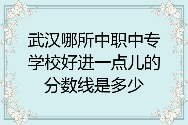 武汉哪所中职中专学校好进一点儿的分数线是多少