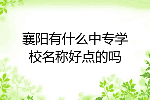 襄阳有什么中专学校名称好点的吗