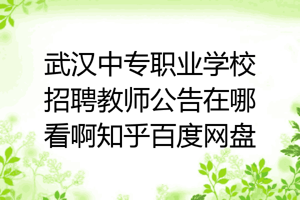 武汉中专职业学校招聘教师公告在哪看啊知乎百度网盘