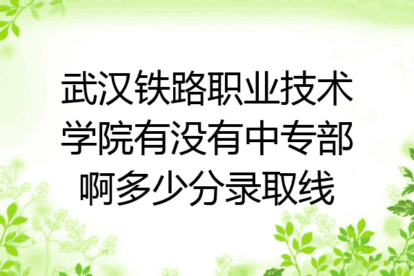 武汉铁路职业技术学院有没有中专部啊多少分录取线