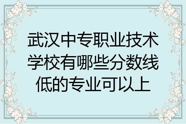 武汉中专职业技术学校有哪些分数线低的专业可以上