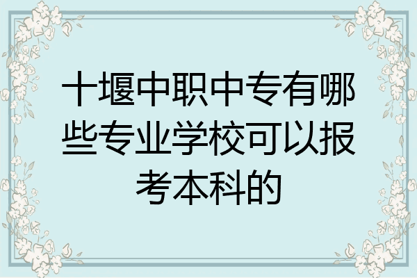 十堰中职中专有哪些专业学校可以报考本科的