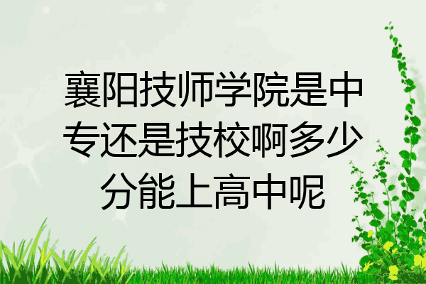 襄阳技师学院是中专还是技校啊多少分能上高中呢