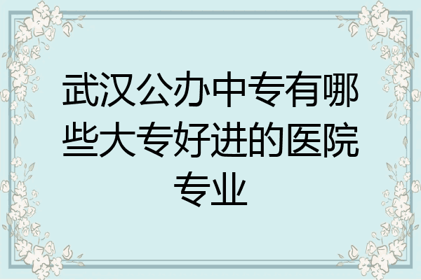 武汉公办中专有哪些大专好进的医院专业