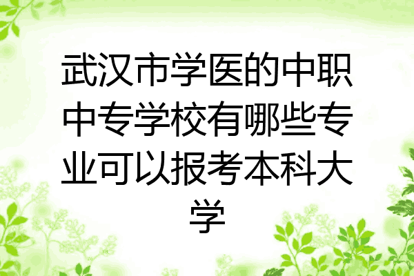 武汉市学医的中职中专学校有哪些专业可以报考本科大学