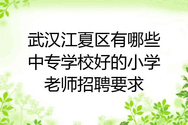 武汉江夏区有哪些中专学校好的小学老师招聘要求