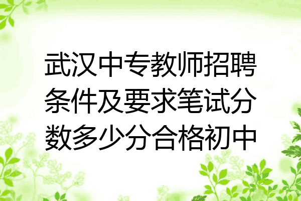武汉中专教师招聘条件及要求笔试分数多少分合格初中