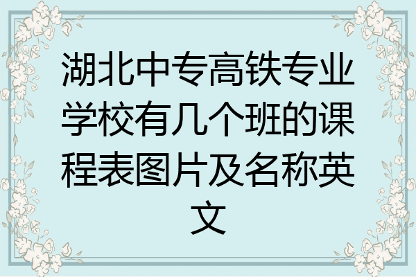 湖北中专高铁专业学校有几个班的课程表图片及名称英文