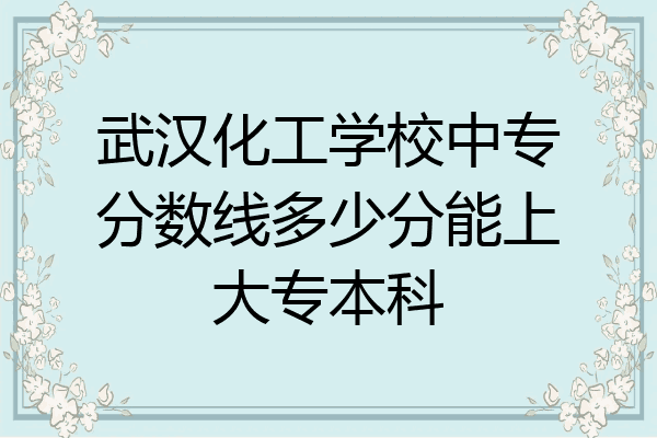 武汉化工学校中专分数线多少分能上大专本科