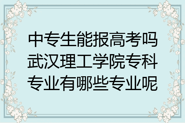 中专生能报高考吗武汉理工学院专科专业有哪些专业呢