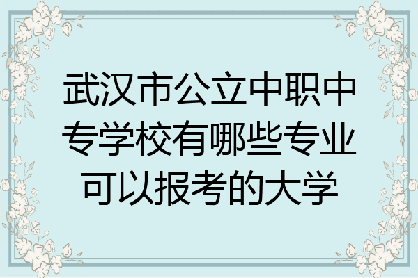 武汉市公立中职中专学校有哪些专业可以报考的大学