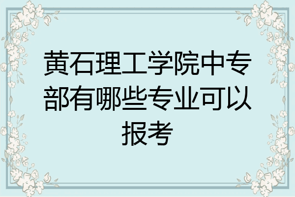 黄石理工学院中专部有哪些专业可以报考