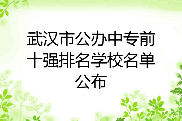 武汉市公办中专前十强排名学校名单公布