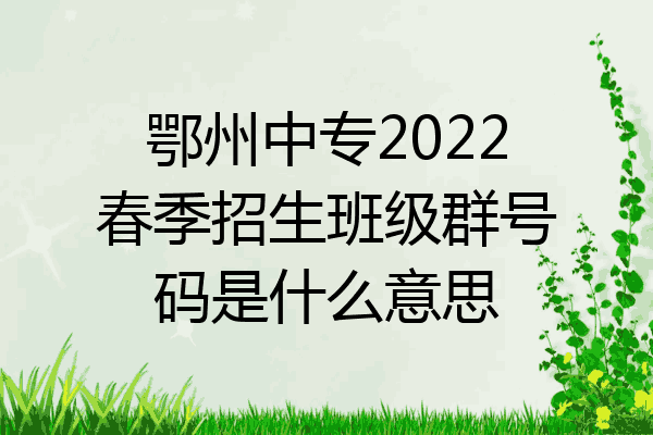 鄂州中专2022春季招生班级群号码是什么意思