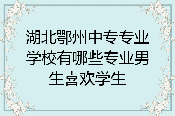 湖北鄂州中专专业学校有哪些专业男生喜欢学生