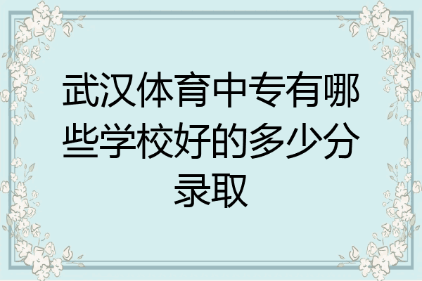 武汉体育中专有哪些学校好的多少分录取