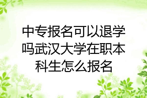 中专报名可以退学吗武汉大学在职本科生怎么报名
