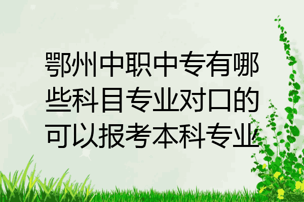 鄂州中职中专有哪些科目专业对口的可以报考本科专业
