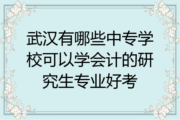 武汉有哪些中专学校可以学会计的研究生专业好考